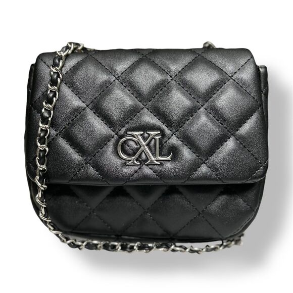 CXL by Christian Lacroix Black Quilted Vegan Leather Shoulder Bag Valo Chain $88 - Picture 1 of 12